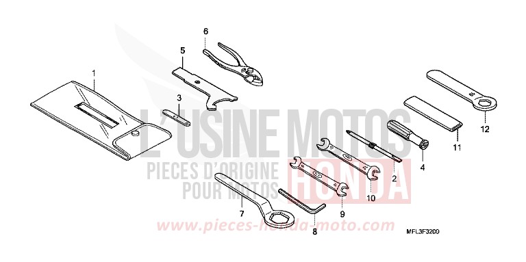 OUTILS de CBR1000RR "Fireblade" PEARL SUNBEAM WHITE (NHA66HA) de 2010